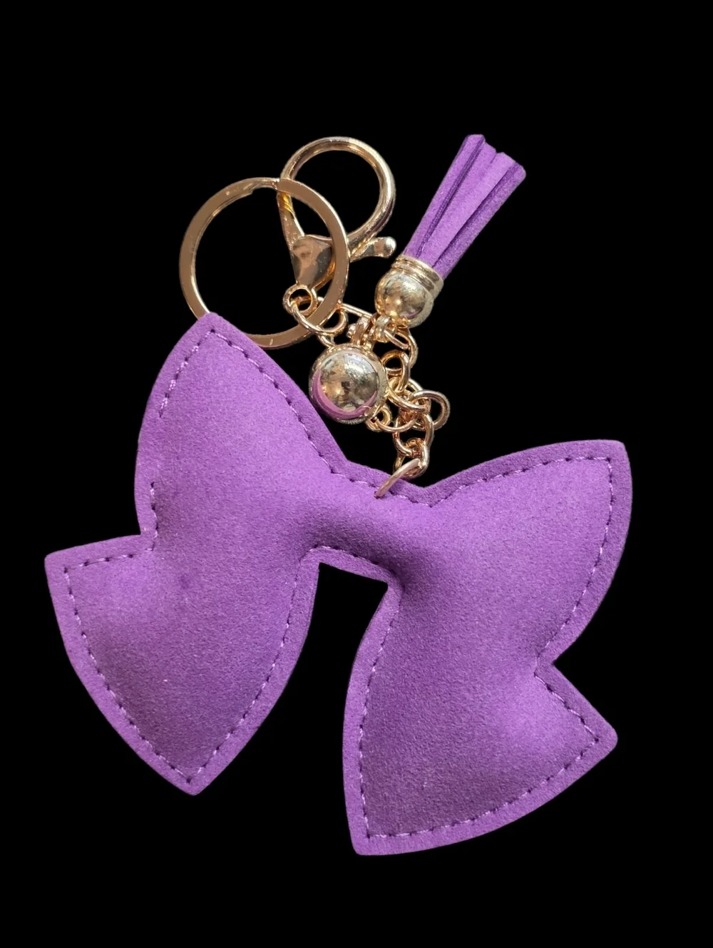 Purple Rhinestone Bow Keychain Bag Charm